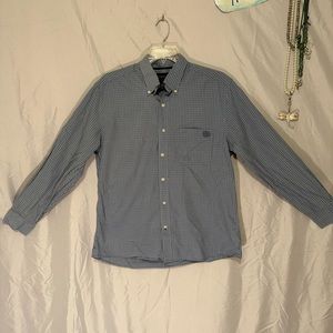 Madison large blue gingham dress shirt